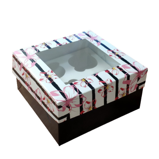 Коробка 4 кекси смугаста