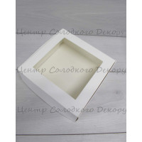 Коробка для зефіру 20*20*7 см з вікном біла