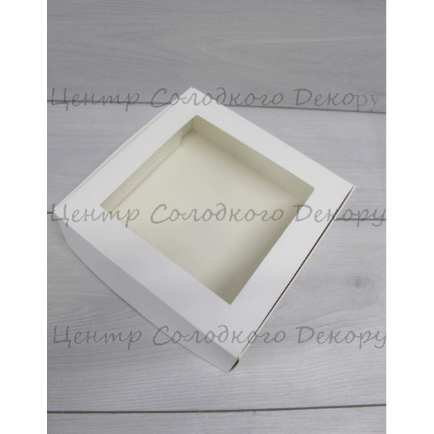 Коробка для зефіру 20*20*7 см з вікном біла