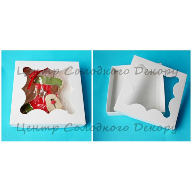 Коробка на пряники БІЛІ з віконечком 15*15