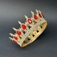 Корона 12 см золота червоне каміння №1