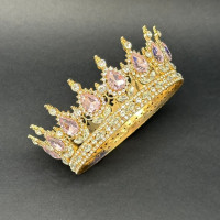 Корона 12 см золота св-рожеве каміння№1