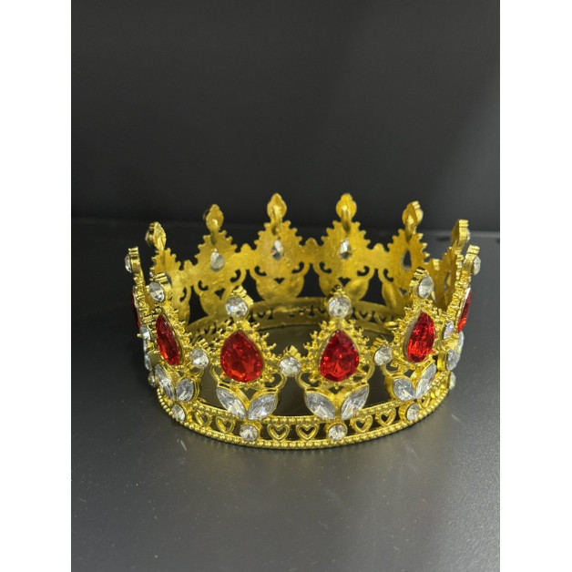 Корона 8 см золота червоне каміння