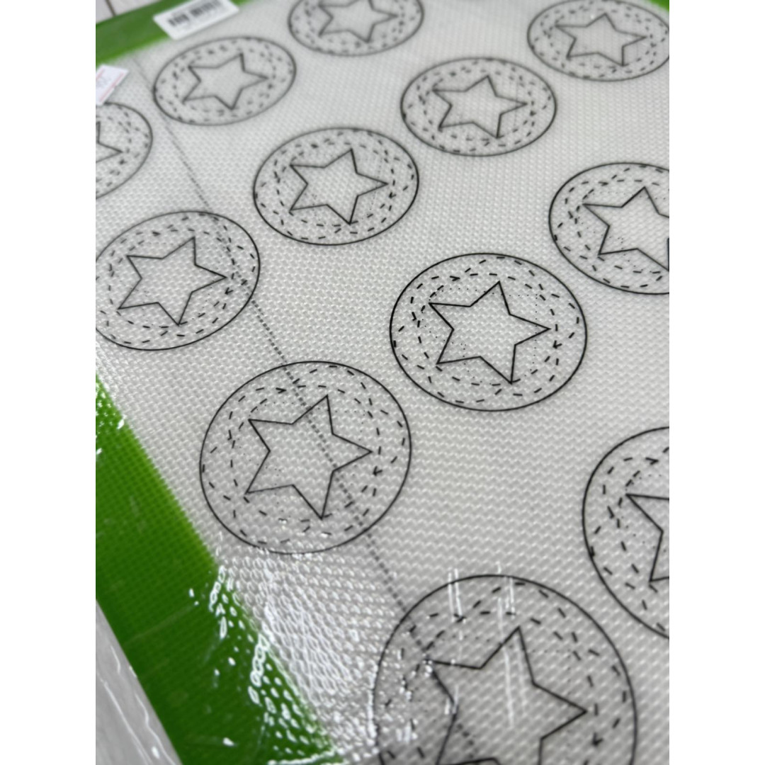 Коврик для макаронс і бізе (зірочка, квіточка, сердечко, 2 кільця)   20 шт зелений