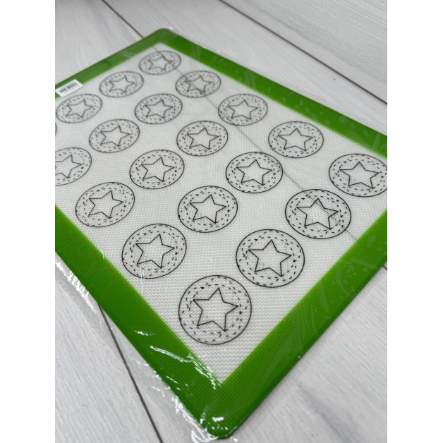Коврик для макаронс і бізе (зірочка, квіточка, сердечко, 2 кільця)   20 шт зелений