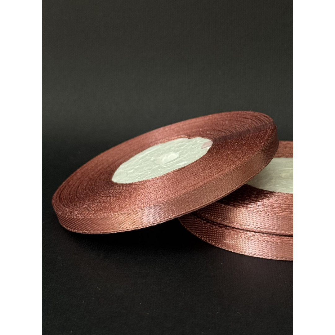 Лента атлас 0,6 см рожево-коричневий (138) 30 м