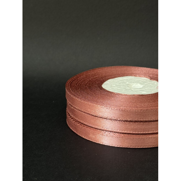 Лента атлас 0,6 см рожево-коричневий (138) 30 м