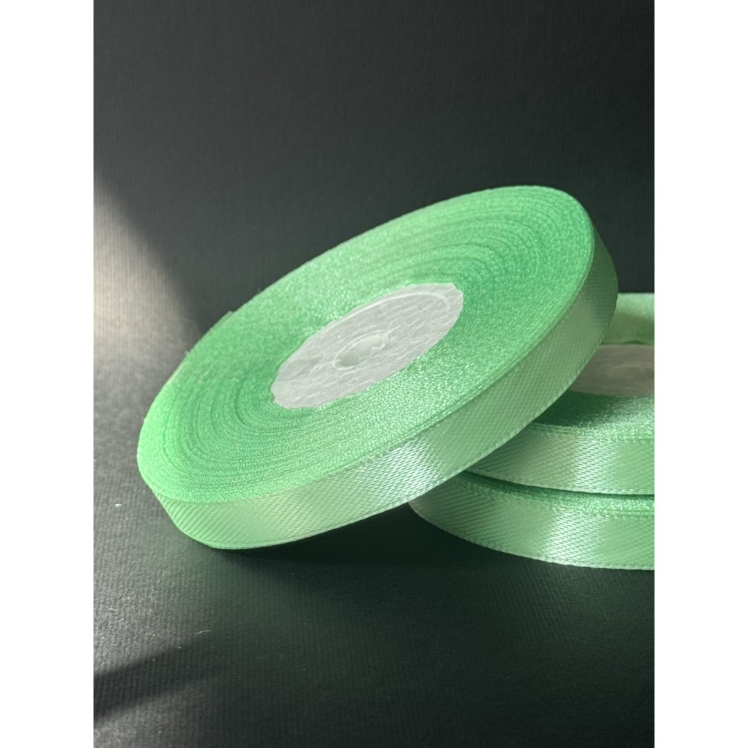 Лента атлас 0,9 см середньо-м"ятний (128) 30 м