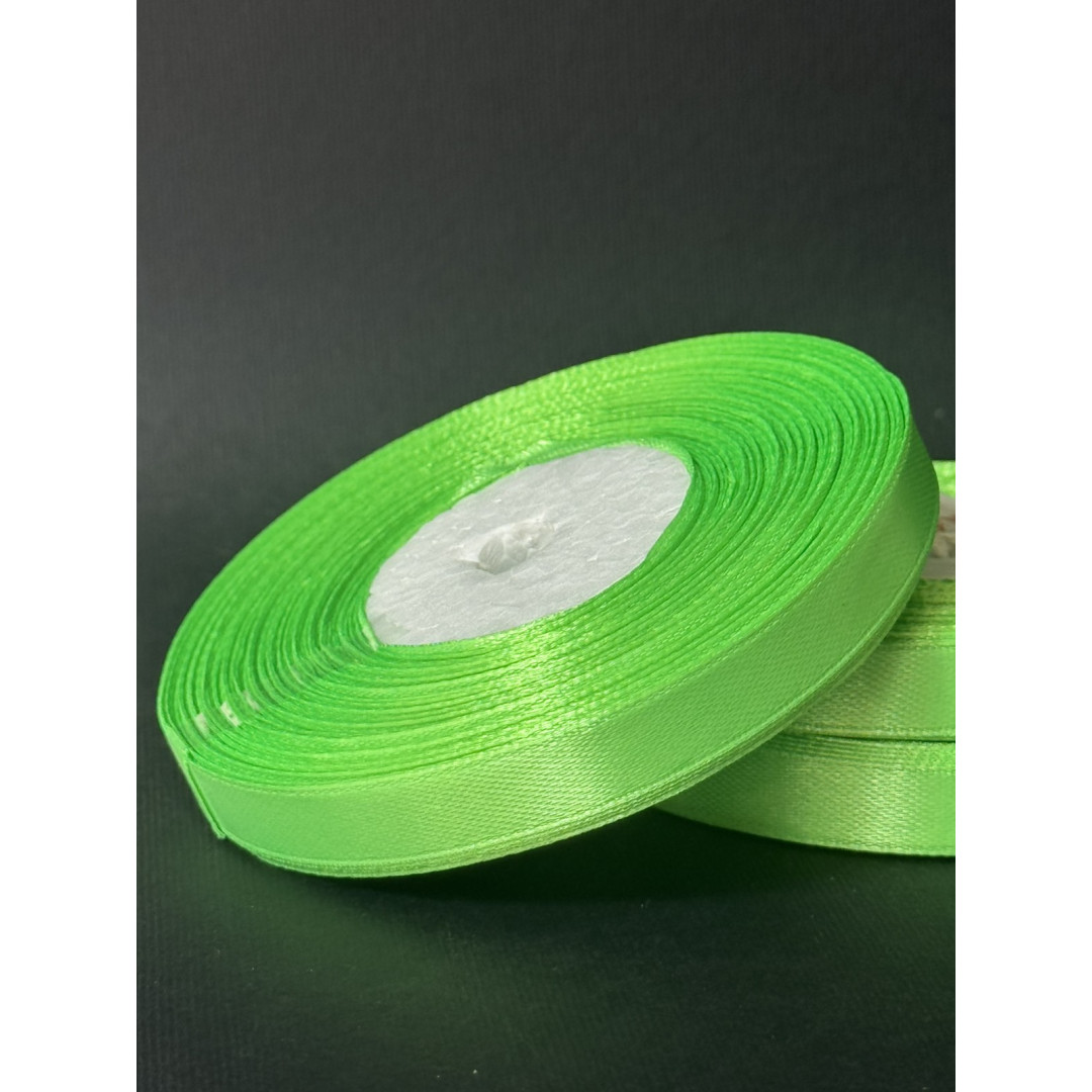 Лента атлас 0,9 см темно-салатовий (52) 30 м