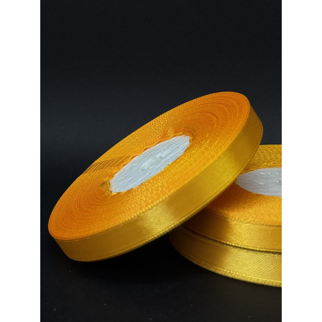 Лента атлас 0,9 см темно-жовтий (112) 30 м