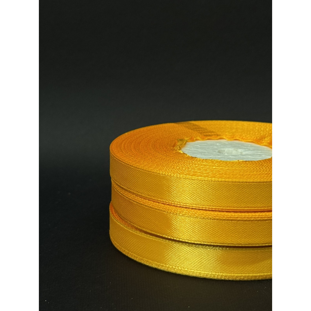 Лента атлас 0,9 см темно-жовтий (112) 30 м