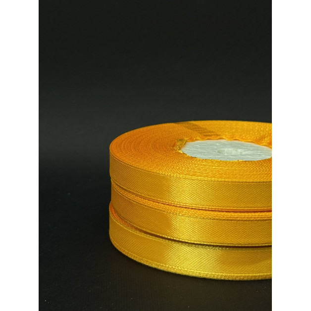 Лента атлас 0,9 см темно-жовтий (112) 30 м
