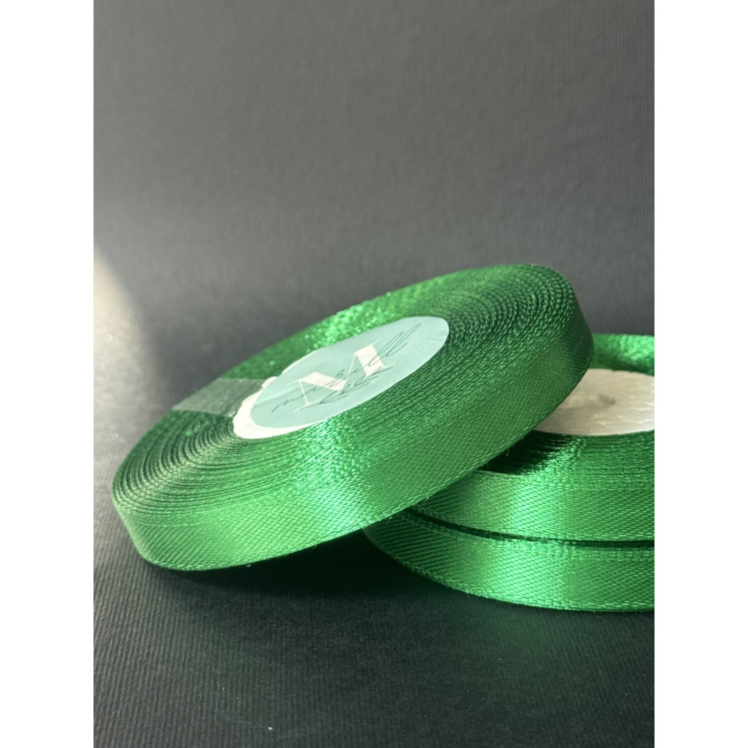 Лента атлас 0,9 см зелена (19) 30 м