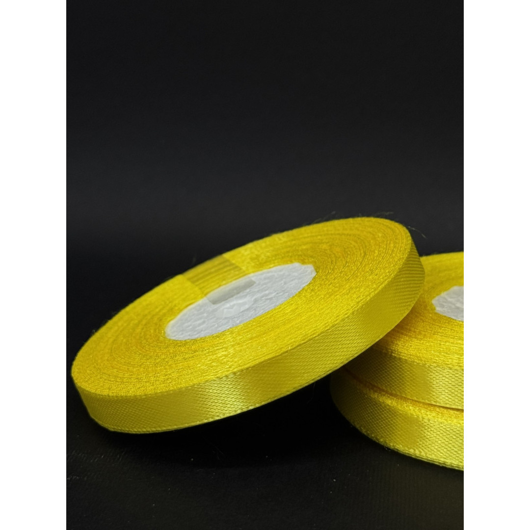 Лента атлас 0,9 см жовта (15) 30 м