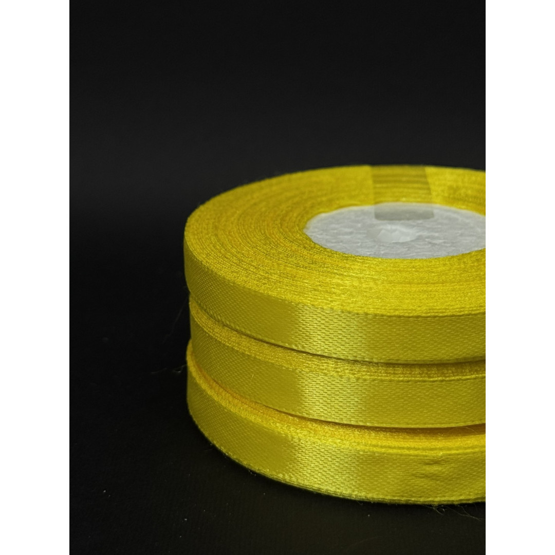Лента атлас 0,9 см жовта (15) 30 м