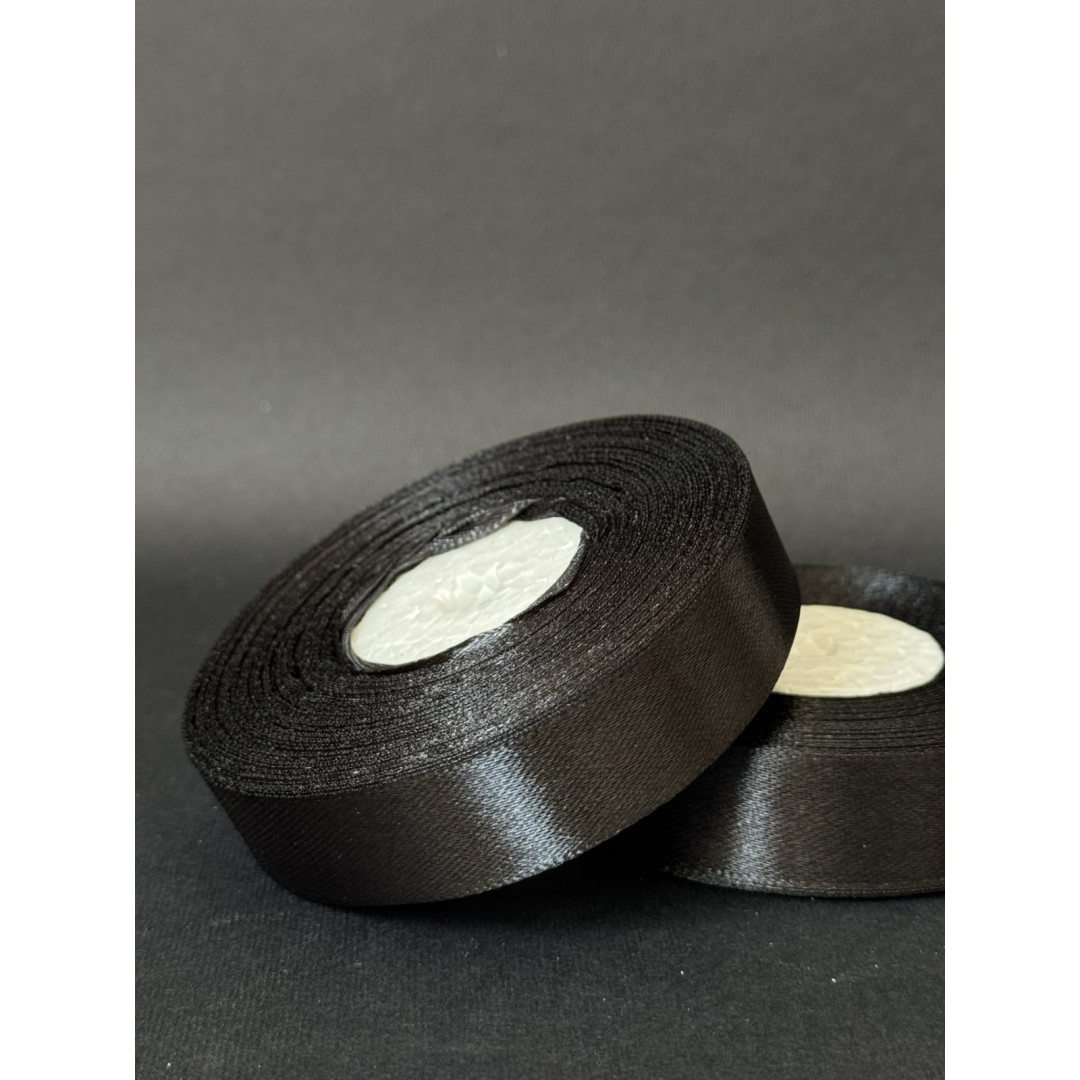 Лента атлас 2 см чорний (39) 30 м