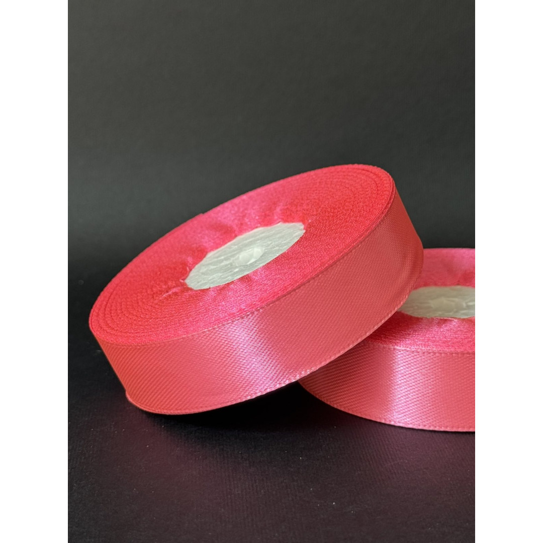 Лента атлас 2 см насичено яскраво-рожевий (89) 30 м
