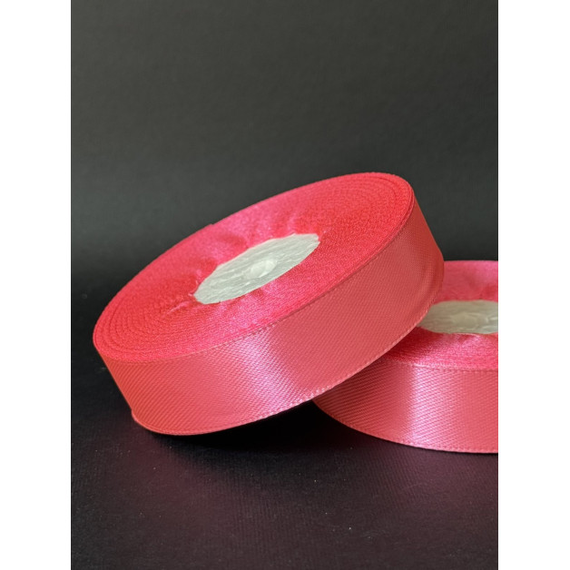 Лента атлас 2 см насичено яскраво-рожевий (89) 30 м