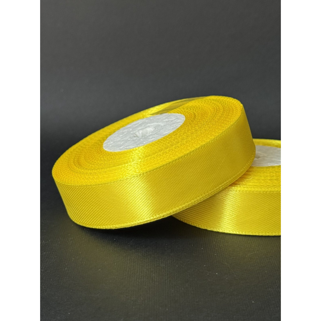 Лента атлас 2 см жовта (15) 30 м
