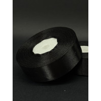 Лента атлас 2,5 см чорний (39) 32 м