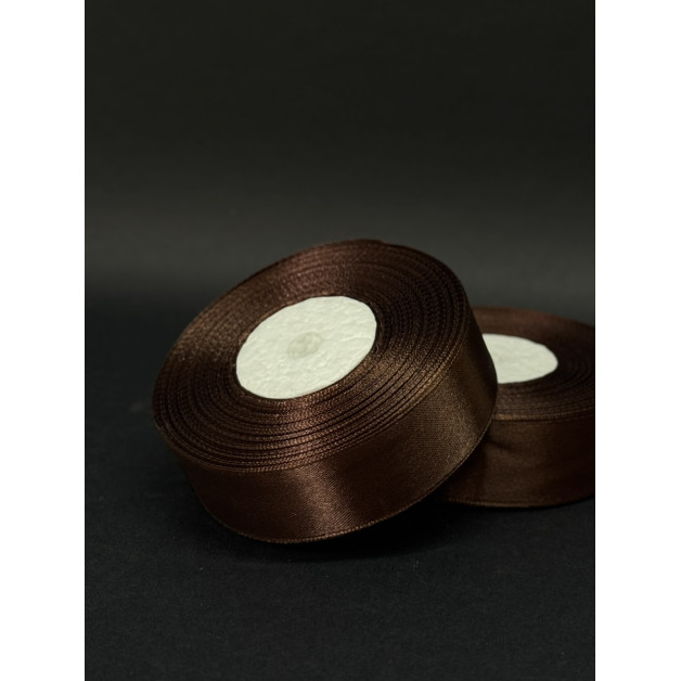 Лента атлас 2,5 см коричневий (32) 32 м