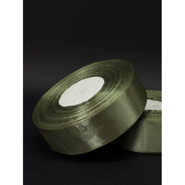 Лента атлас 2,5 см оливковий (125) 32 м