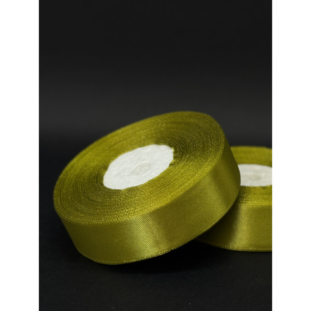 Лента атлас 2,5 см світло-оливковий (176) 32 м