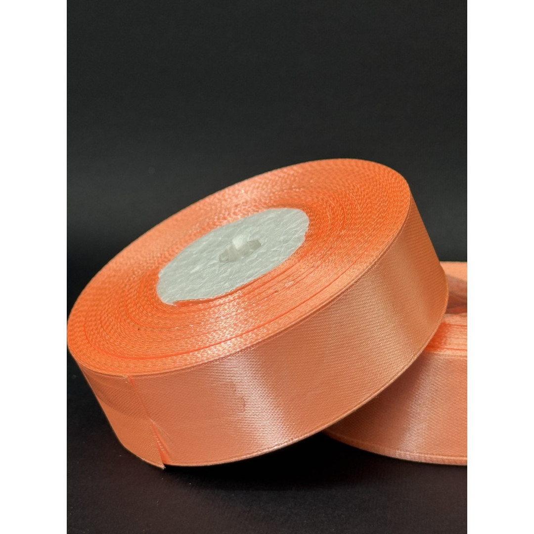 Лента атлас 2,5 см світло-орнажевий (174) 32 м