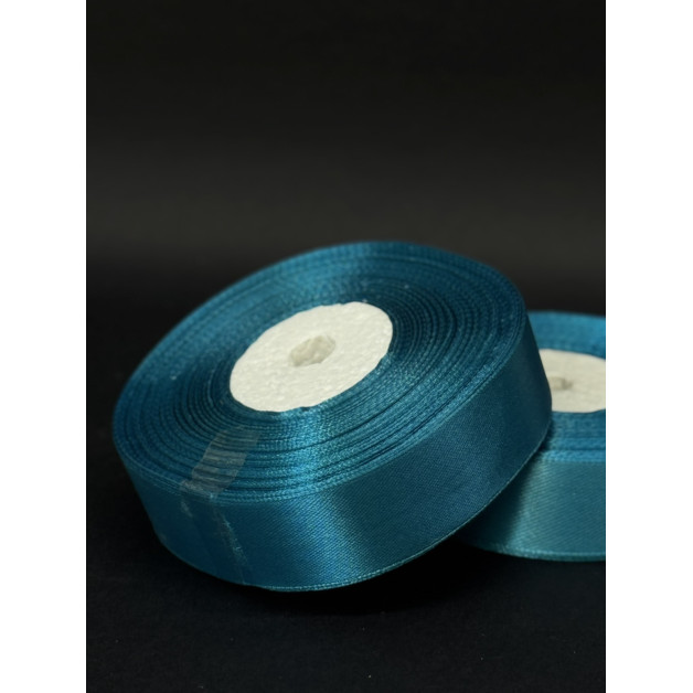 Лента атлас 2,5 см темно-бірюзовий (47) 32 м