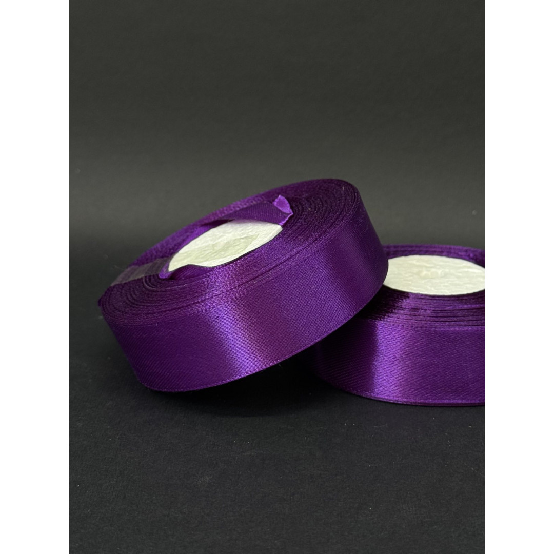 Лента атлас 2,5 см темно-фіолетовий (182) 32 м