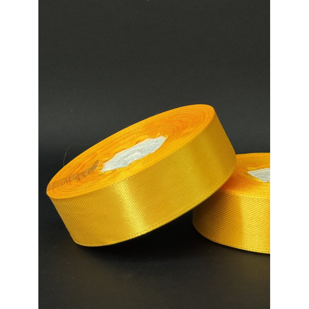 Лента атлас 2,5 см темно-жовтий (112) 30 м