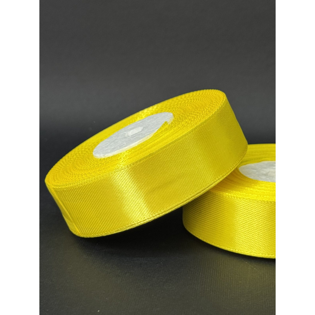 Лента атлас 2,5 см жовта (15) 30 м