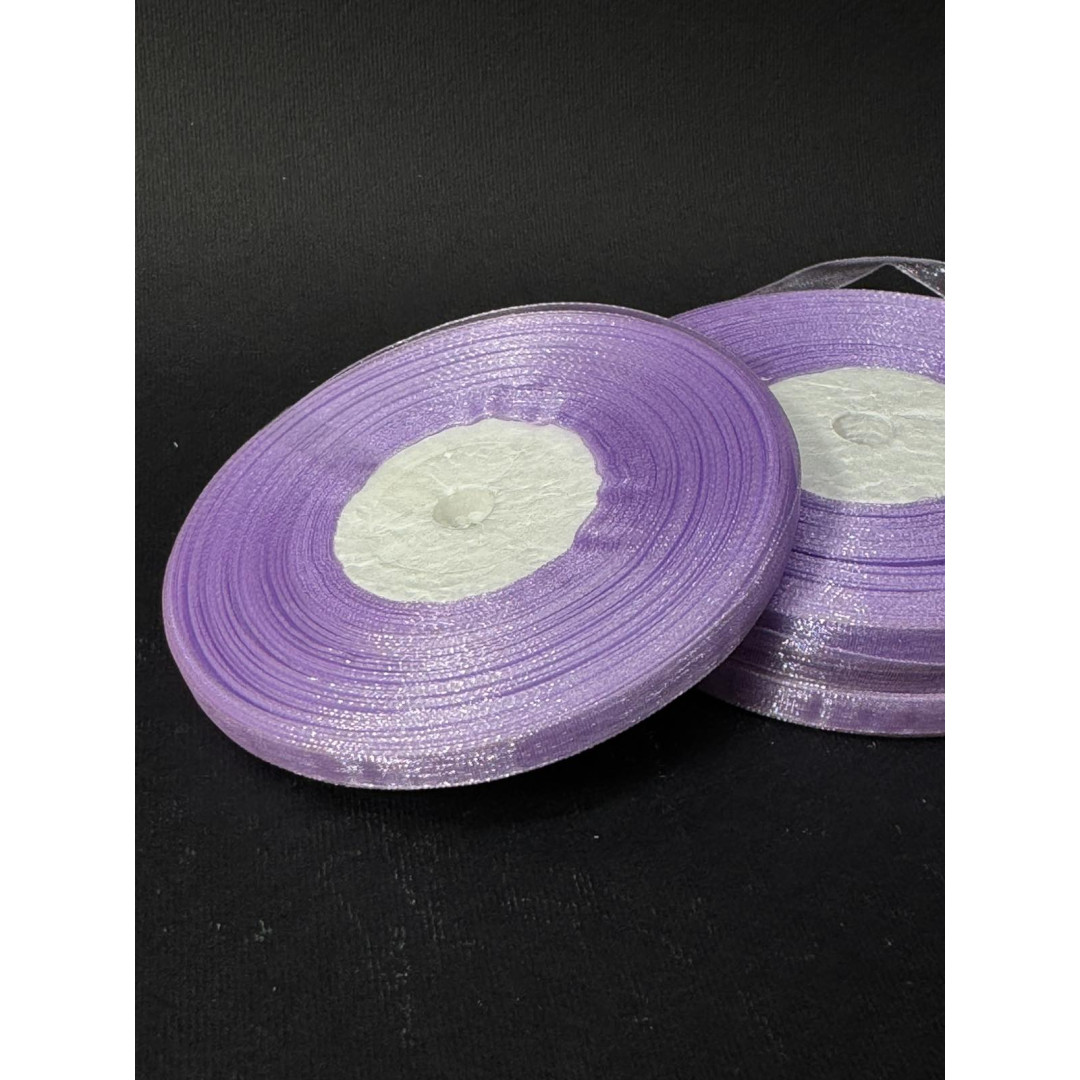 Лента органз. 0,6 см світло-фіолетова 45 м