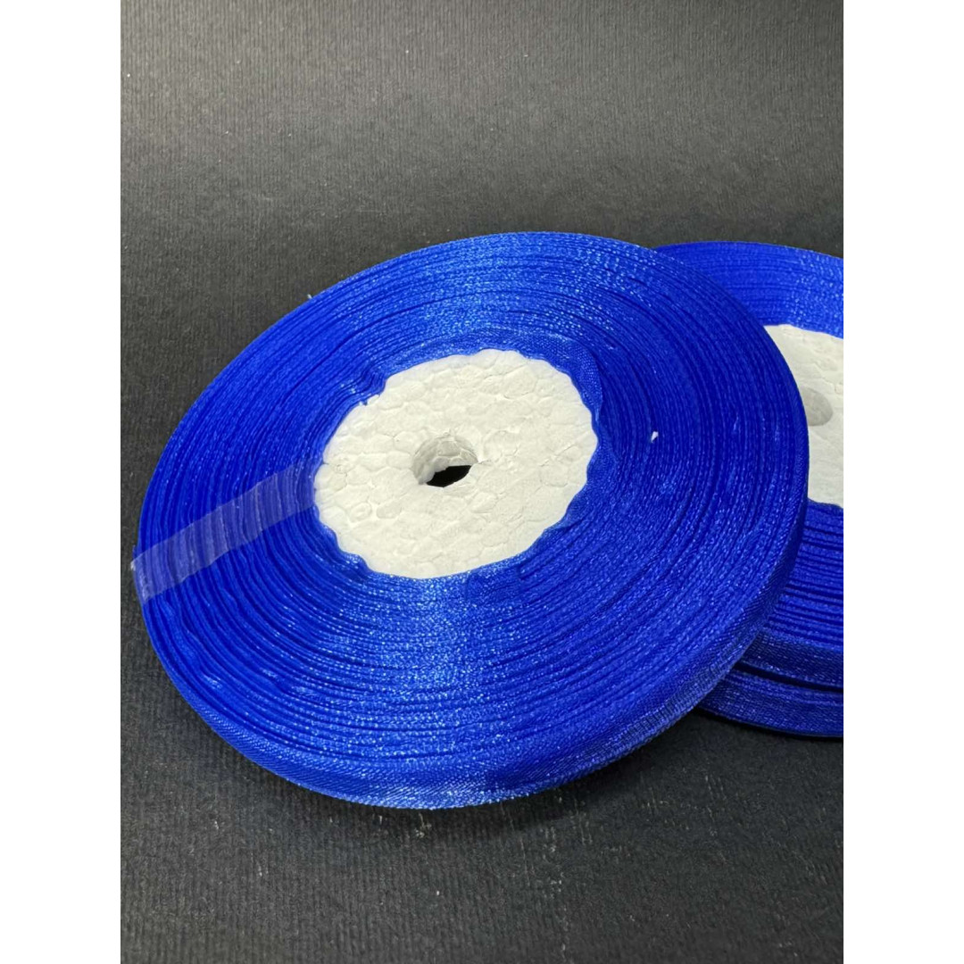 Лента органз. 0,6 см темно-синя 45 м