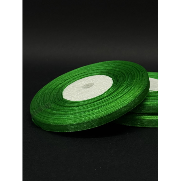 Лента органз. 0,6 см зелена 45 м