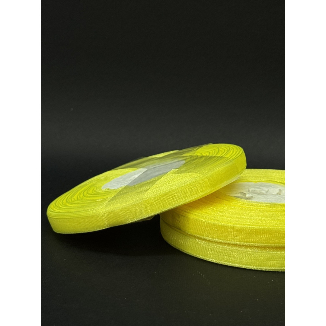 Лента органз. 0,6 см жовта 45 м