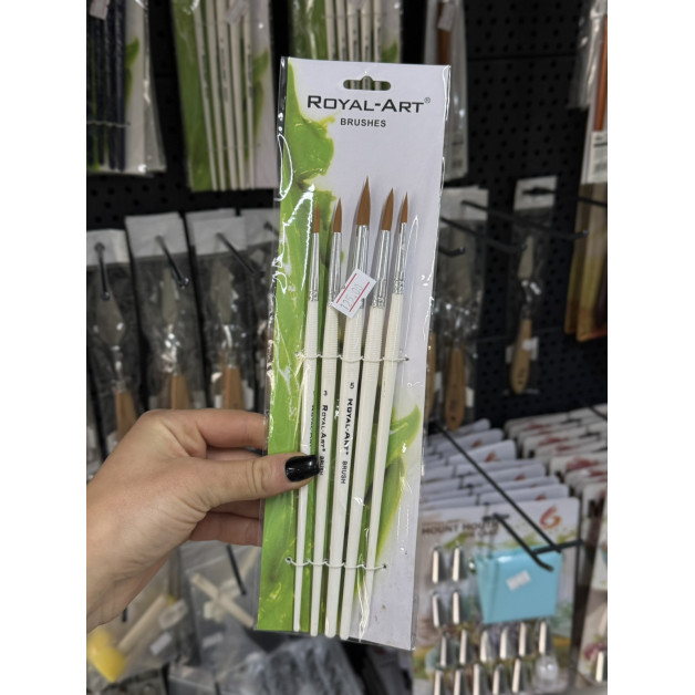 Набір пензлів 5 шт круглі, плоскі, овал