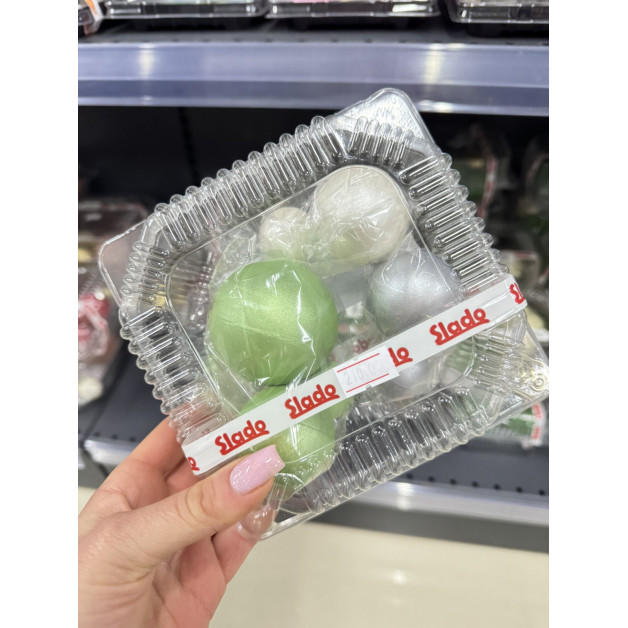 Набір " Сфери зелені-білі.- срібні"