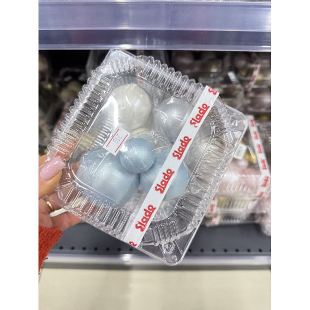 Набір "Сфери блакитні -білі- срібні " перл.