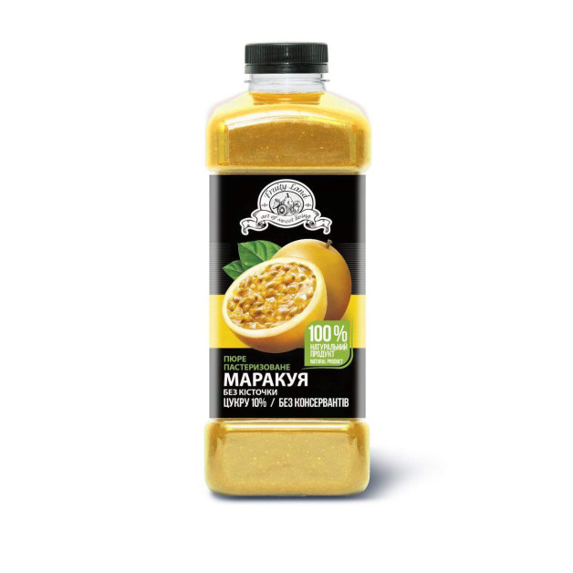 Пюре пастеризоване Маракуйя без кісточки (90% ягід\10% цукру) Фруті Ленд.