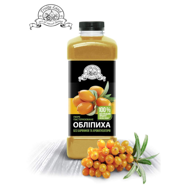 Пюре пастеризоване Обліпиха (90% ягід\10% цукру) Фруті Ленд.
