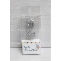 Свічка цифра срібна міні "2"