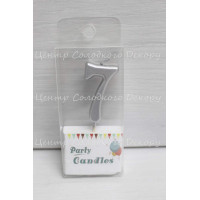 Свічка цифра срібна міні "7"