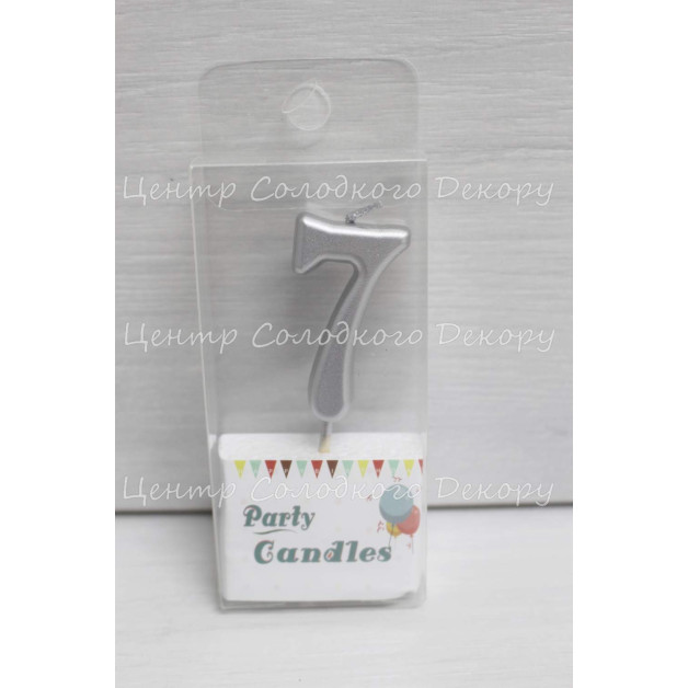 Свічка цифра срібна міні "7"