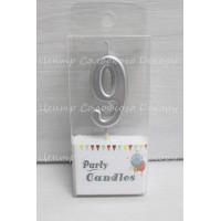 Свічка цифра срібна міні "9"