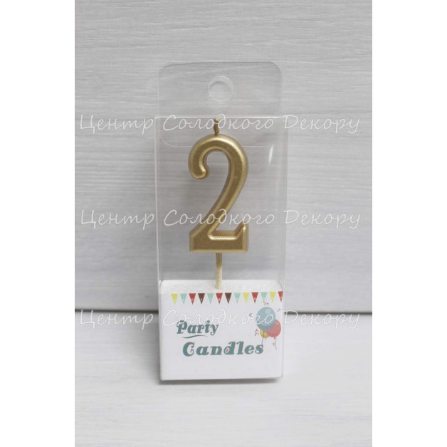 Свічка цифра золота міні "2"