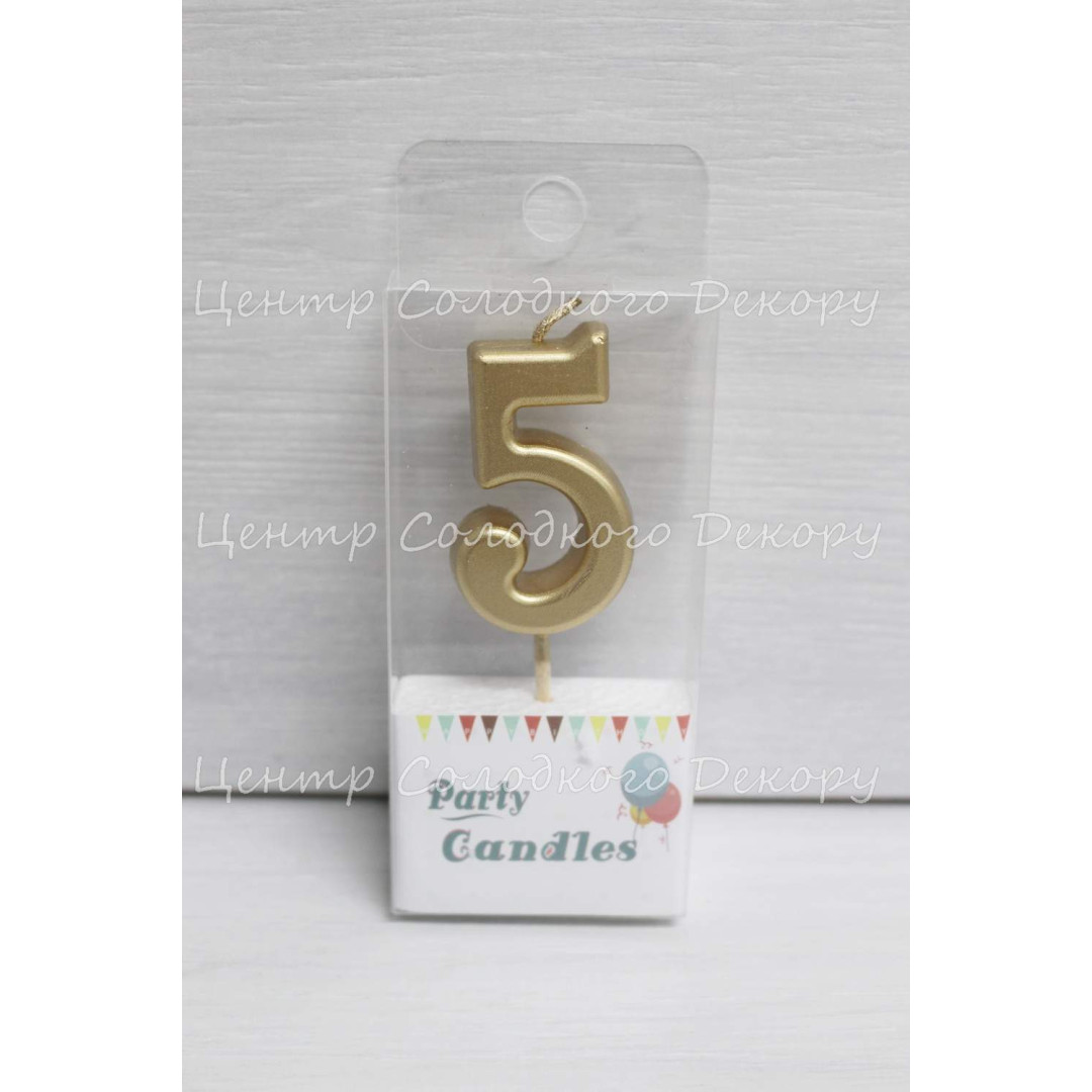 Свічка цифра золота міні "5"