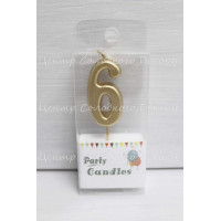 Свічка цифра золота міні "6"