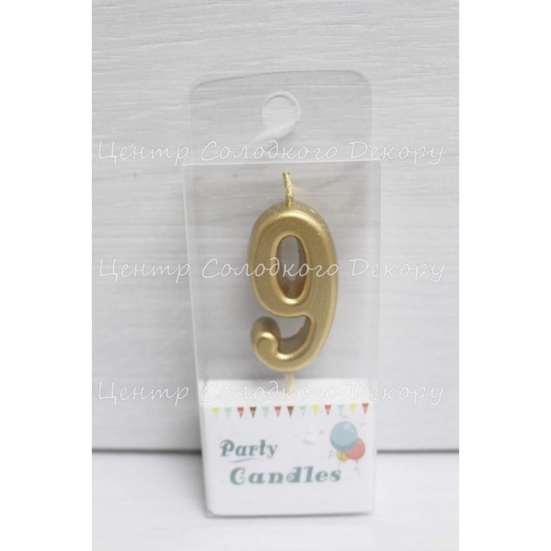 Свічка цифра золота міні "9"
