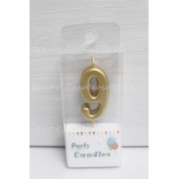 Свічка цифра золота міні "9"